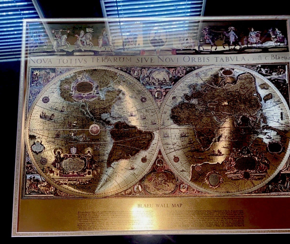 Vintage Framed Gold Foil Blaeu Wall Map of Old World | eBay