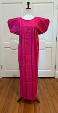 San Antonino Maxi Dress, Oaxaca Mexican dress. hand Embroidered. Silk Threads,