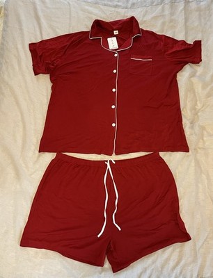 SWOMOG Womens Button Down Pajamas Set Short Sleeve Sleepwear - Size 3XL