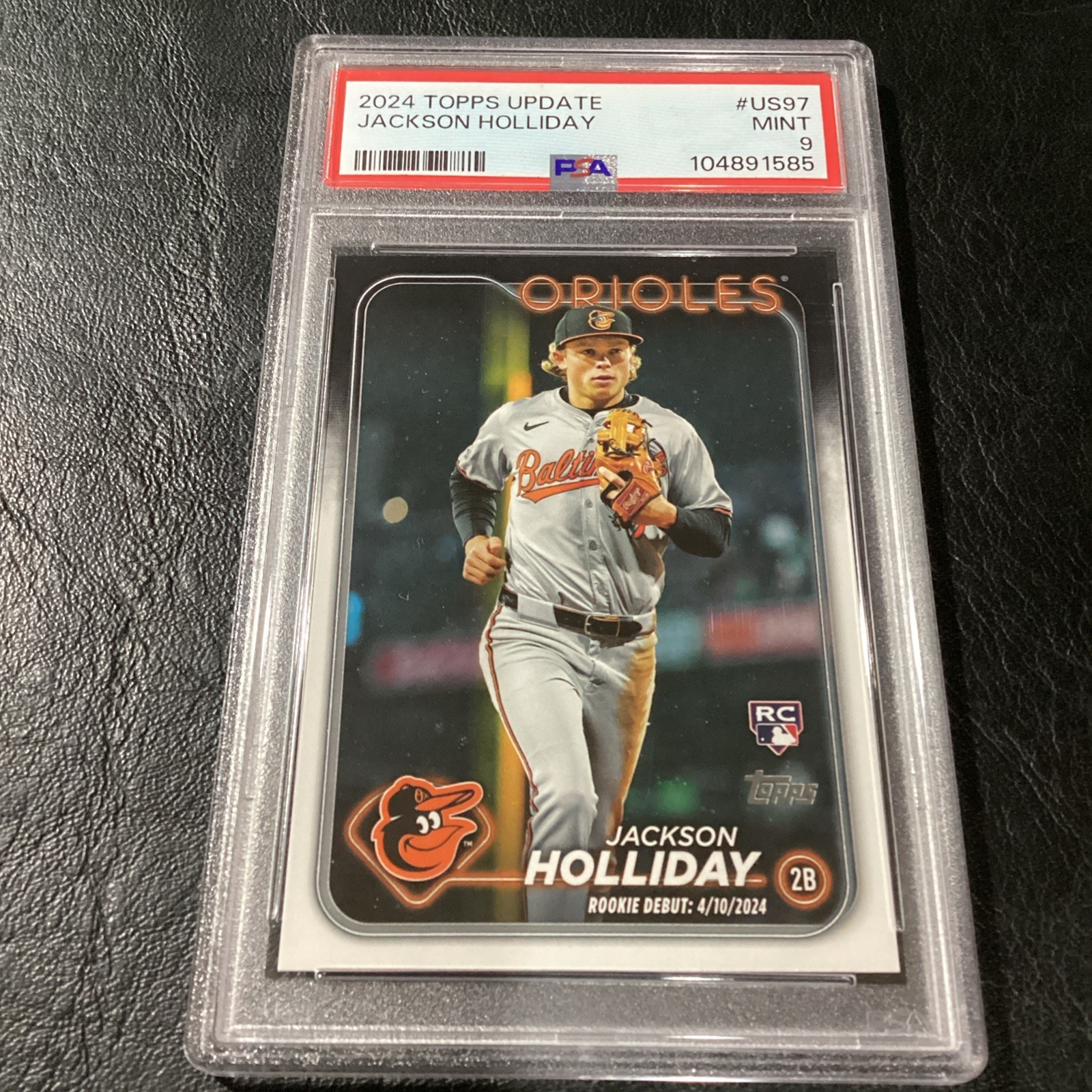 2024 Topps Update Jackson Holliday RC PSA 9 Mint Baltimore Orioles #US97 Rookie view 2