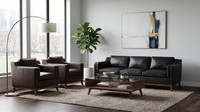 Dreisitzer Sofa Zwei Sessel PolstermöBel Kunstleder Wohnzimmer Modern