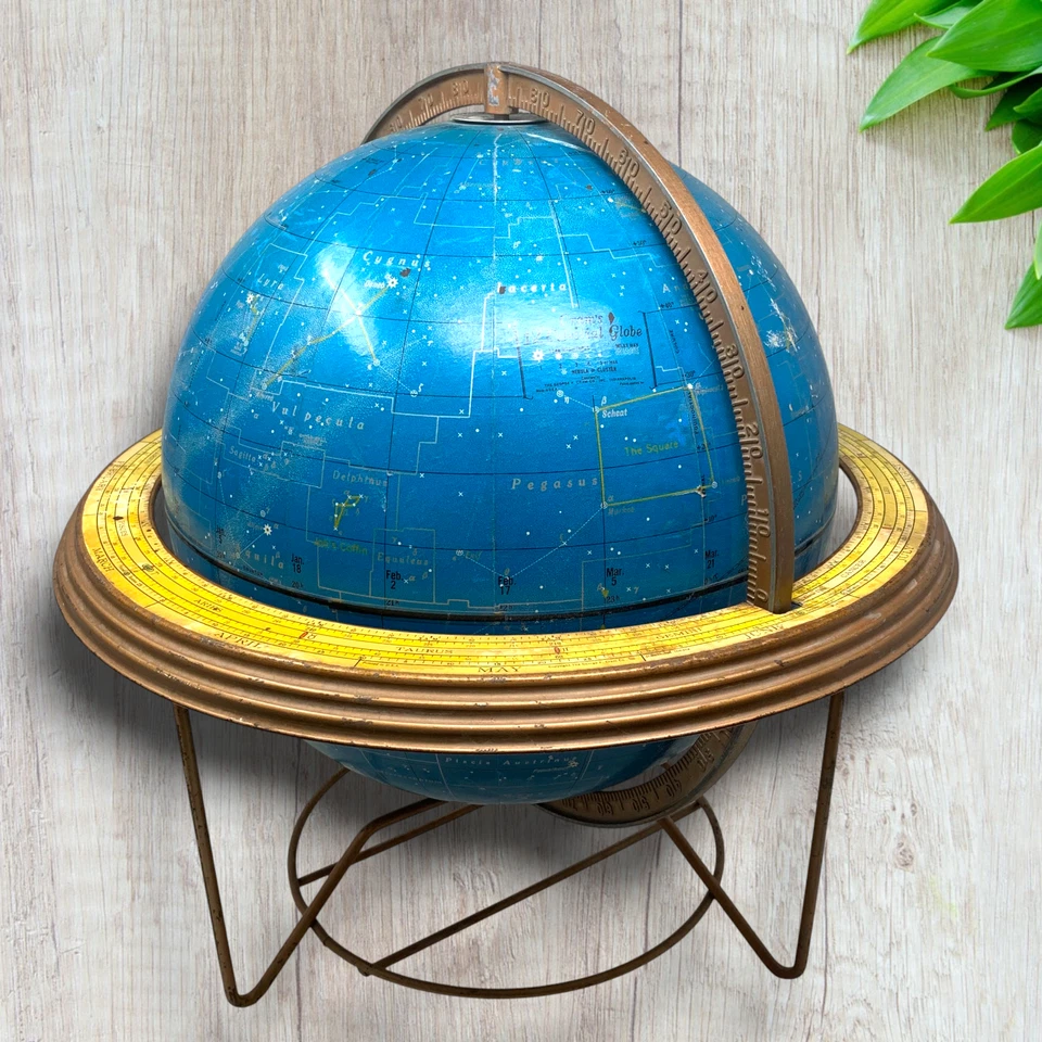 De colección MCM Cram's 12" Cielo Nocturno Celestial Zodiaco Constelaciones Globo en Soporte Foto 3 de 4