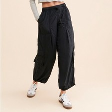 Anthropologie Daily Practice Base Jump Parachute Pants Size XS Casual Y2K Black