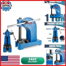 1 Ton Arbor Press Heavy Duty Manual 12" Maximum Height Cast Iron Blue