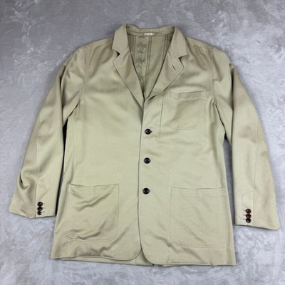 Tommy Bahama Sport Coat Blazer Men Large Khaki 100% Silk Tropical Safari Resort