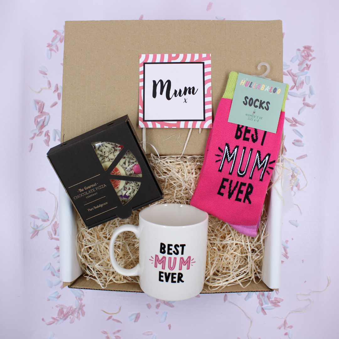 Best Mum Ever Mum - Mug Socks & Chocolate Pizza Treat Gift Box