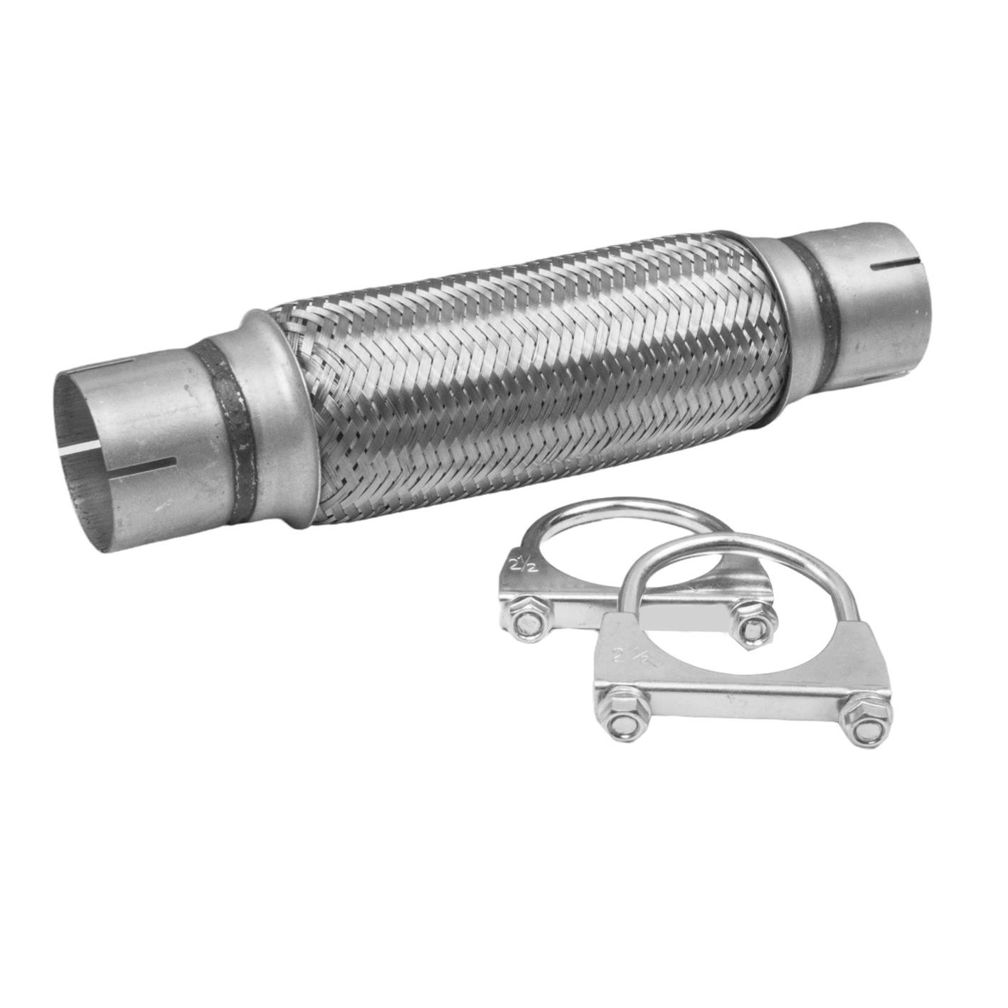 2.5"" 63mm x 12"" 300mm Long Exhaust Flexi Pipe Coupler Stainless Body Flex Joint