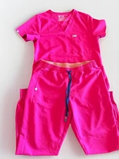 Figs Scrub Set Technical Collection Pink Catarina Top And Jogger Pants Size S/M