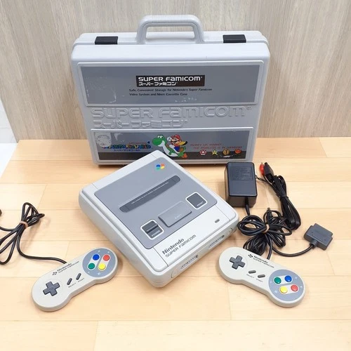 Nintendo Japanese Super Famicom Console with Mario World Storage Case SNES SFC