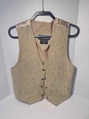 VTG 1990s Agapo Leather Vest, Mens Size Med, Tan, Snap