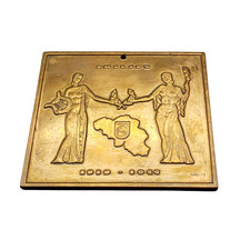Rare Bronze 1919-1944 Philips Dutch Art Deco Wall Plaque Square by W. Kreitz