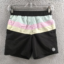 Volcom Board Shorts Swim Surf Boys Youth S 8 Black Multicolor Elastic Waist