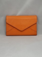 ZS- Portefeuille Cuir Orange Style Enveloppe Porte-Cartes Compact Chic