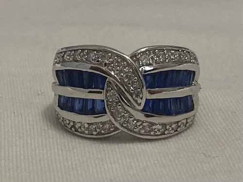 Vintage DBJ Dee Berkley Sterling Silver Blue Spinel With Cubic Zirconia Size 7