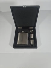 Hip flask gift set 8oz stainless steel with funnel and cups