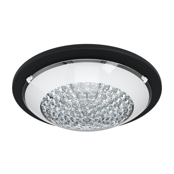 Led Deckenlampe Deckenleuchte Stahl Schwarz Glas Mit Brillantglas Weiß Klar-image