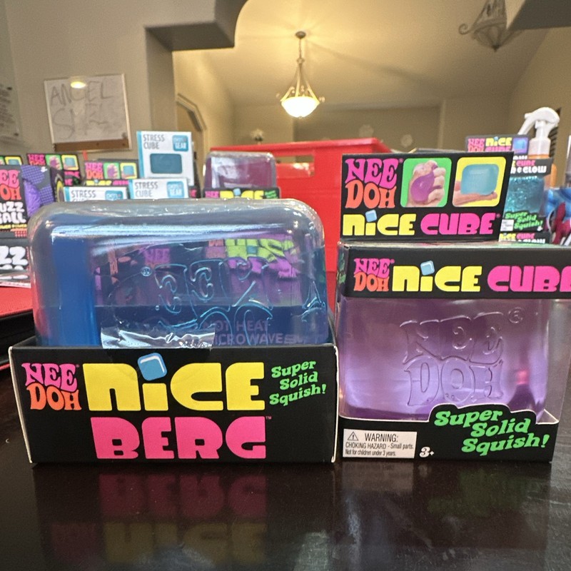 Schylling NeeDoh Nice Berg Blue & Nice Cube Purple Super Solid Squish Toys
