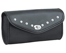 IKLeather PVC Studded Motorcycle Handle Bar Windshield Tool Bag 10"