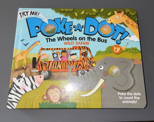 Melissa & Doug Poke-A-Dot! Wheels on the Bus Wild Safari Board Book Ages 3+