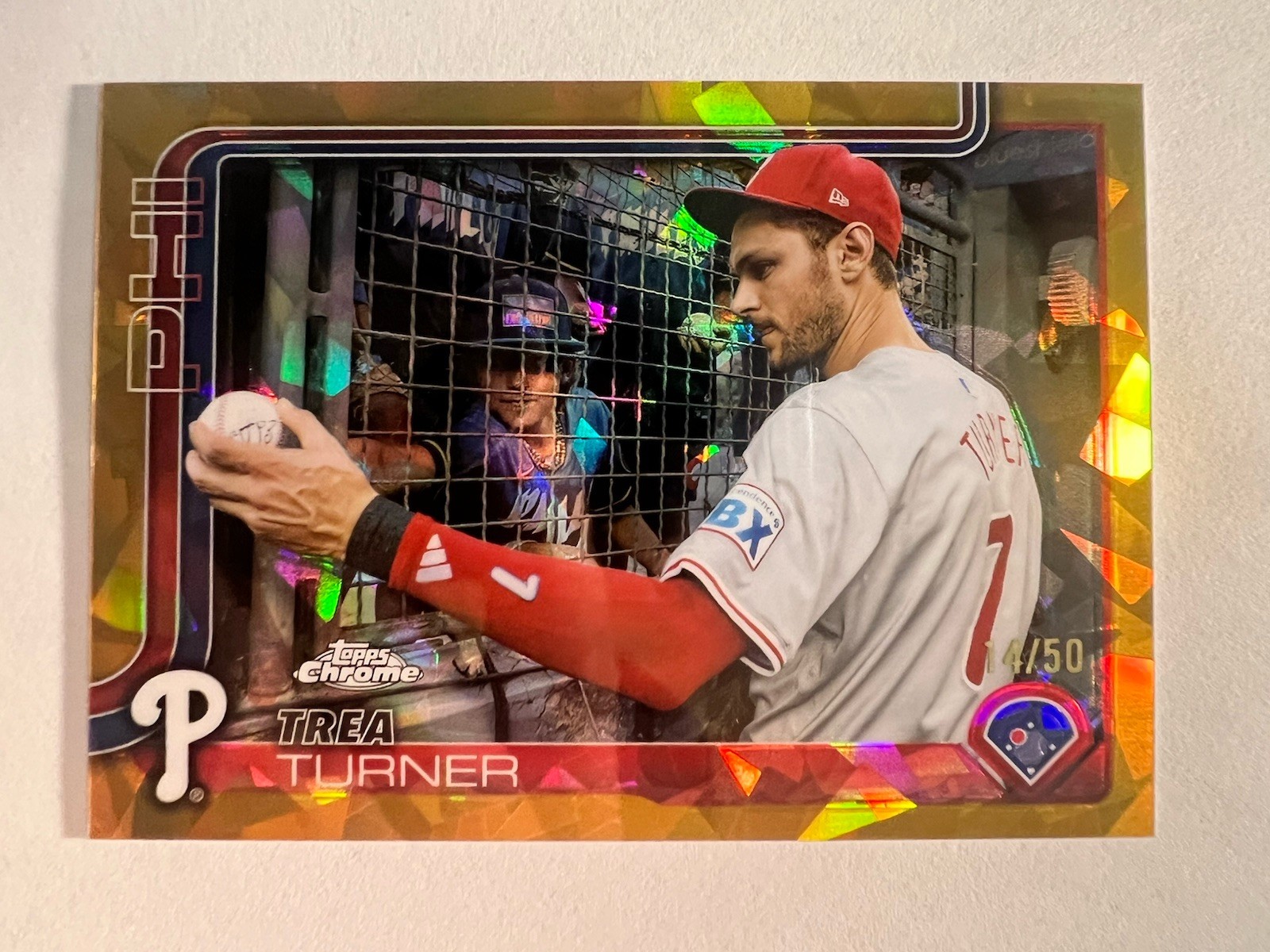 2025 Topps Chrome Sapphire Trea Turner #208 Gold Refractor /50 Image Variation