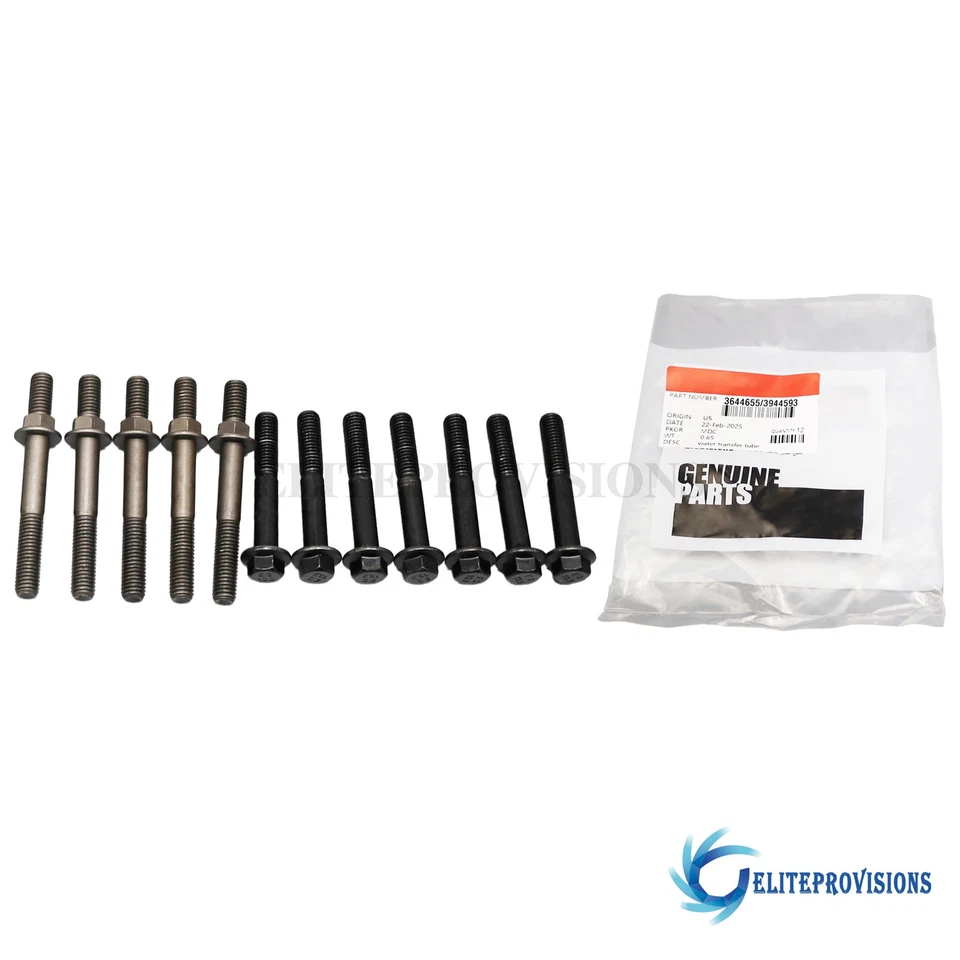 New 12X Exhaust Manifold Bolts Studs 3944655 For Dodge Ram 5.9 6.7 Cummins 03-19 Foto 4 de 4