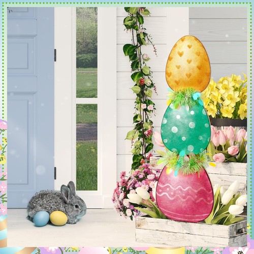 35.5 H Easter Bunny Porch Decor Sign Easter Outdoor Decor Wooden Bunny Standi... - Picture 5 of 7
