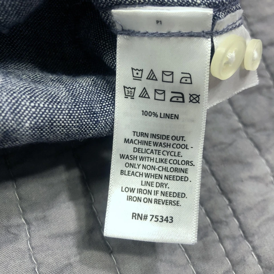 Panama Jack Shirt Mens Small Blue 100% Linen Button Front Long Sleeve Beach - Image 4 of 4