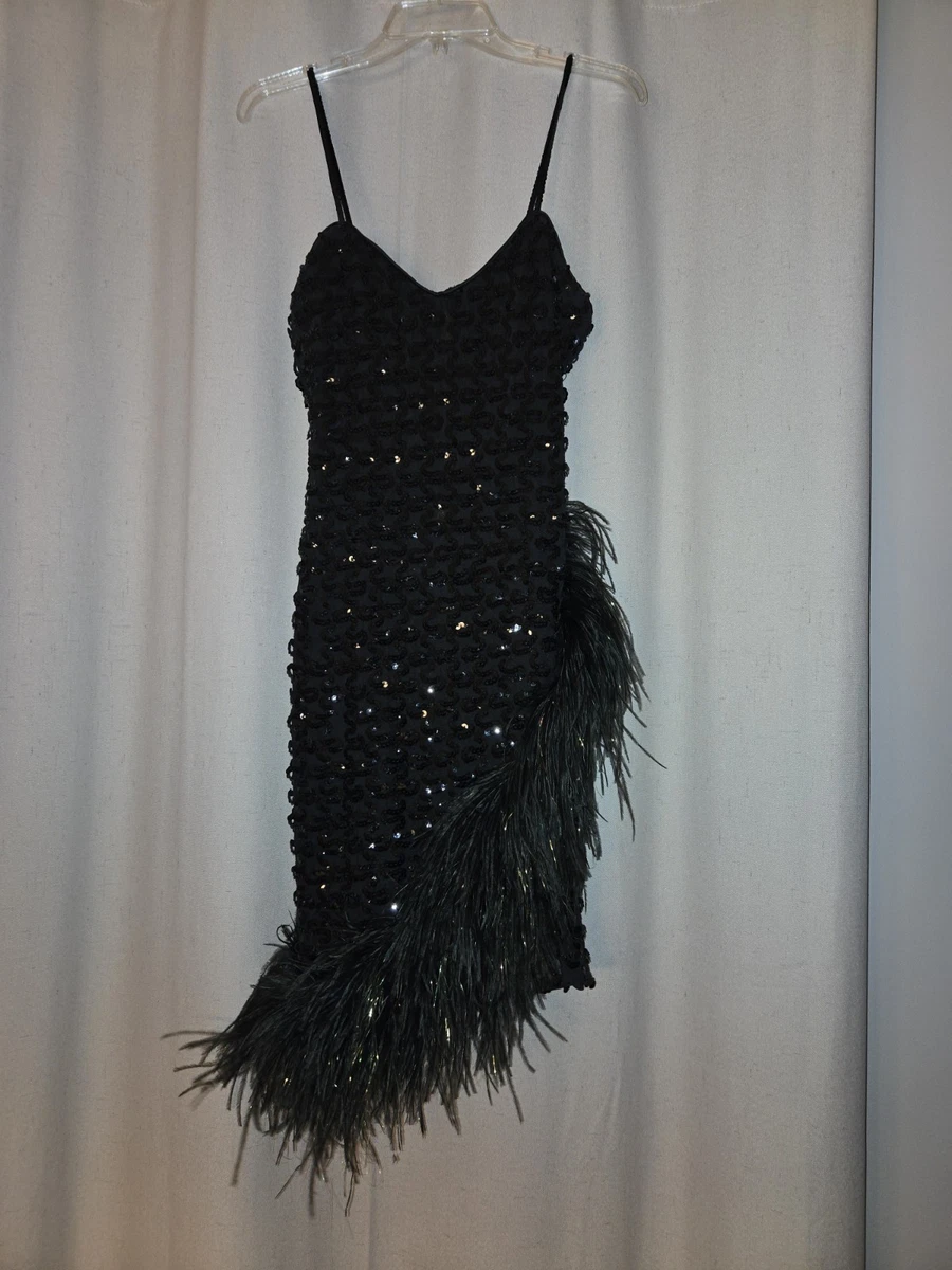 princess polly baby blue dress Amara Dress Black | Ostrich Feather Dress main image 0
