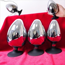 Metal Anal Plug Silicone Suction Cup 3-Sizes Big Huge Butt Training Dilator