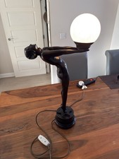 Vintage Art Deco Table Lamp Bronze Patina Women Figure 26.5 inch Read Descriptio