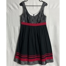 Adrianna Papell Sz 10 Black Sleeveless Dress Lace & Ribbon Accents Back Zip