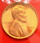 1945-P Lincoln Wheat Cent Penny GEM RED BU From an Original Bank Roll