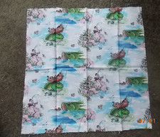 Whimsical Fishing Fabric Fat Quarter 19" x 19"