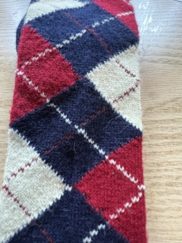 VINTAGE GOLD TOE OTC ACRYLIC NYLON MEN'S NAVY/RED/WHITE ARGYLE SOCKS 10.5-14 - Picture 7 of 9