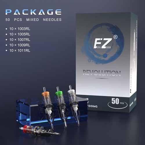 EZ Tattoo Cartridge Nadeln Assortiert - 50 Stück #10 Gemischt (3RL 5RL 7RL 9RL 1 - Bild 2 von 6