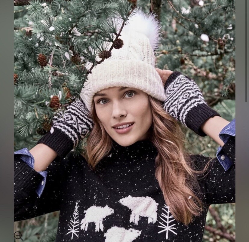 LOFT NWT Cable Pom Pom Beanie - Bright Pink Rose | eBay display picture 2