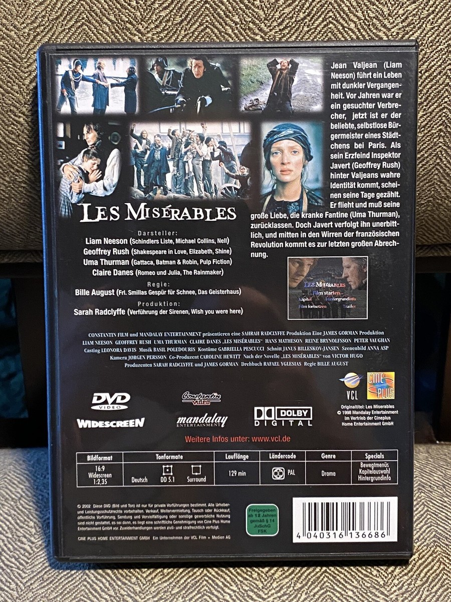 Les Misérables / Les Miserables (Dvd, 1998, Bille August) Pal
