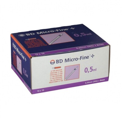 BD Micro-Fine Insulinspritze 0,5ml 30G 0,30x8,00mm 100 Stück