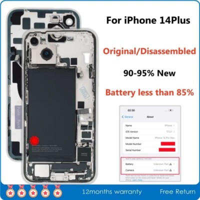 Middle Frame Housing For iPhone 14 Plus Back Glass Cover Battery NFC Wireless