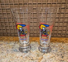 *BUD LIGHT* Spuds MacKenzie Party Beach Dog Pilsner Glasses Budweiser Beer 1987