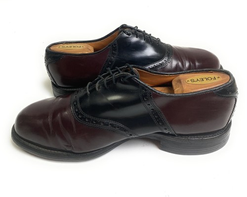 Allen Edmonds Hombres Shelton Borgoña Negro Sillín Oxfords Talla 9.5 - Imagen 6 de 12