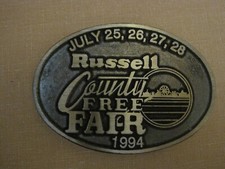 1994 Dynabuckle Solid Brass Belt Buckle, Russell County Free Fair