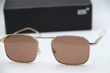 NEW MONTBLANC MB0218S 002 GOLD AUTHENTIC DESIGNER SUNGLASSES W/CASE 53-19