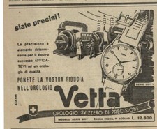 PUBBLICITA' ORIGINALE VINTAGE ANNI '50-OROLOGI VETTA