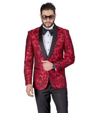 Slim Fit 1 Button Tuxedo Shawl Lapel Floral Jacket Dinner Blazer Coat 1714 AZAR