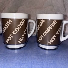 2 Vintage Chocolate Tea Coffee Insulated Tumbler Mug Coffee Cup Made in USA Dawn