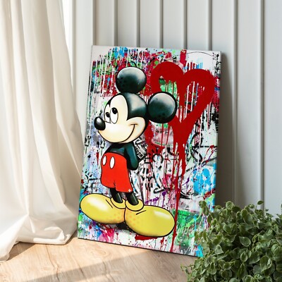 Mickey Canvas Wall Art For Living Room, Abstract Mickey Wall Mural Canvas Print