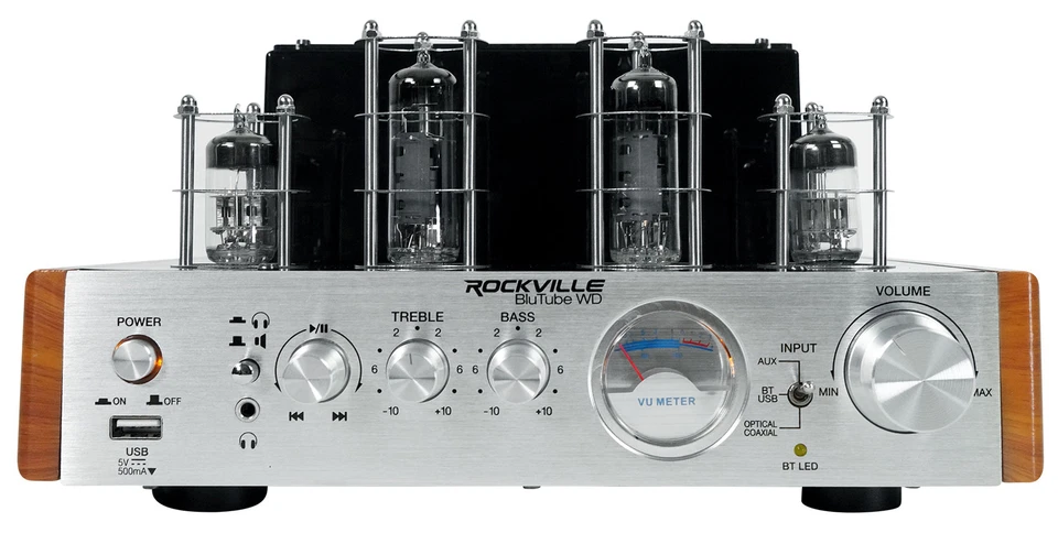 Rockville Blutube WD 70w Bluetooth Tube Amplifier/Home Stereo Receiver 2-Tone - Image 2 of 4
