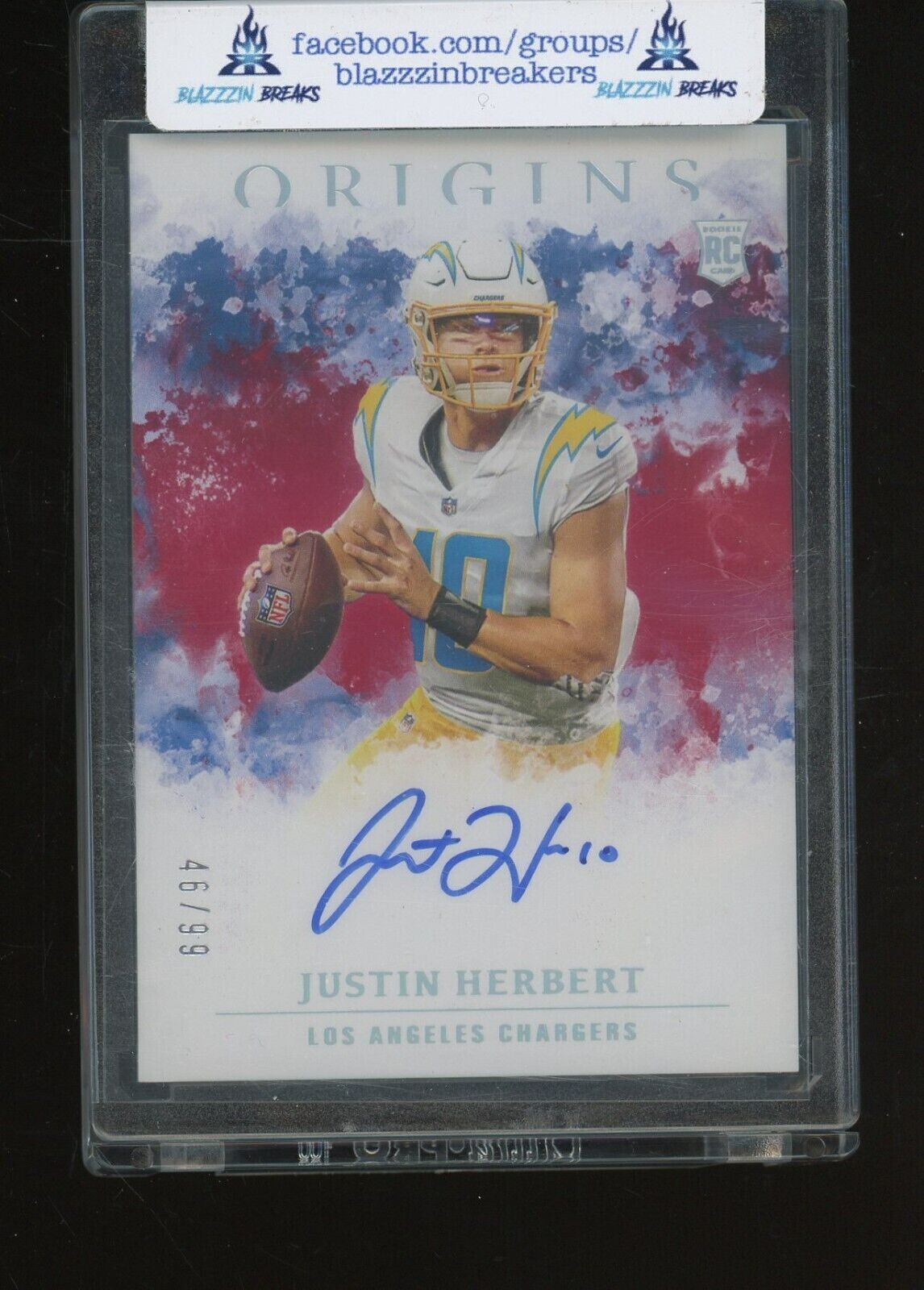 🔥2020 Origins Red Justin Herbert Chargers RC AUTO 46/99 Ebay Authenticated🏈