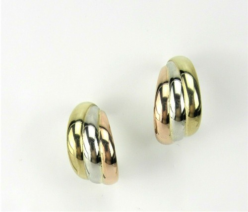 Steckcreolen Halbcreolen 333 Gold Tricolor Gelb Weiß Rot Ohrringe Damen NEU
